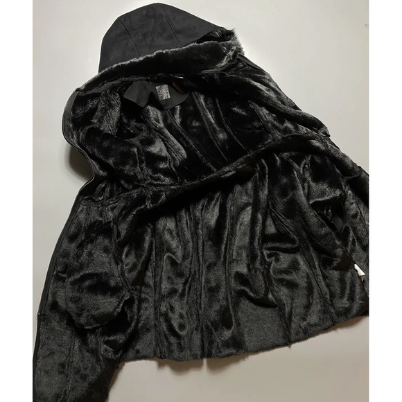 Armani Exchange suede shearling hooded soft fur fleece lined jacket coat - Picture 5 of 7